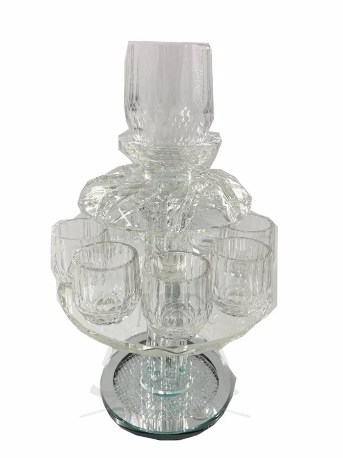 8 Cup Crystal Kiddush Fountain On Foot - Image 2