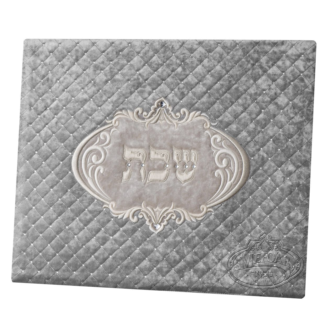 Challah Cover 1317 LUXVELLE QUILTED White Quilted Velvet - 17,5 x 14,5