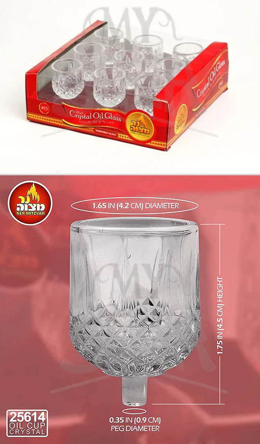 Chanukkah Menorah Oil Cups - Crystal Elegant Holders for Chanukah Menorah Oil size 14