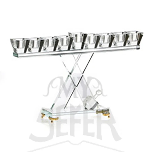 Crystal Menorah w/ Gold Feet-14"x8"h