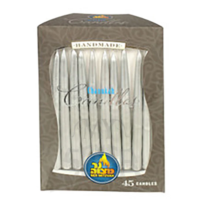 Metallic Silver Chanukah Candles