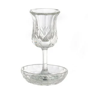 Crystal Kiddush Cup on Stem w/ Plate