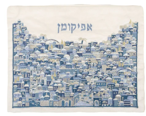 Emanuel Full Embroidered Afikoman Bag Jerusalem-Blue