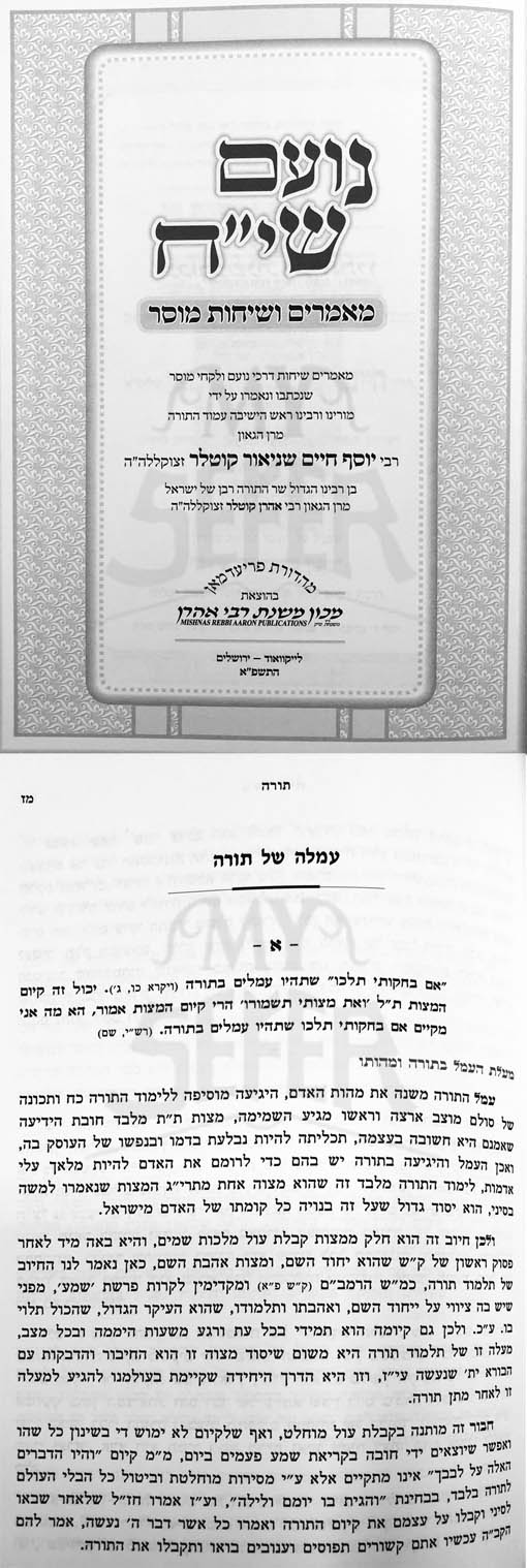 Noam Siach - Rabbi Yosef Chaim Shneur Kotler