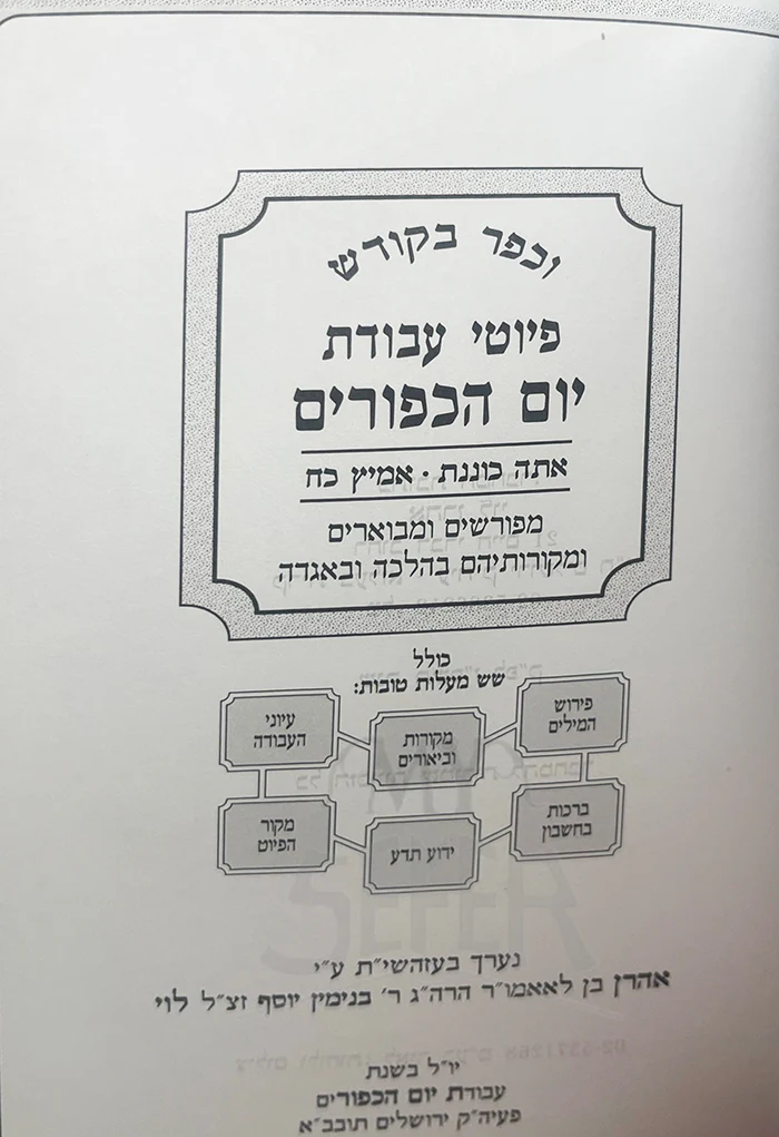Peyotei Avodat Yom HaKippurim / וכפר בקודש פיוטי עבודת יום הכפורים - Image 2