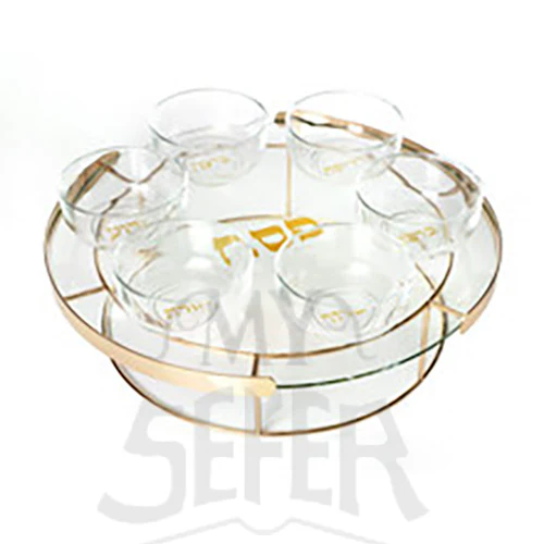Raised Glass Seder Plate-Gold Stand 16"Diameter 6" High