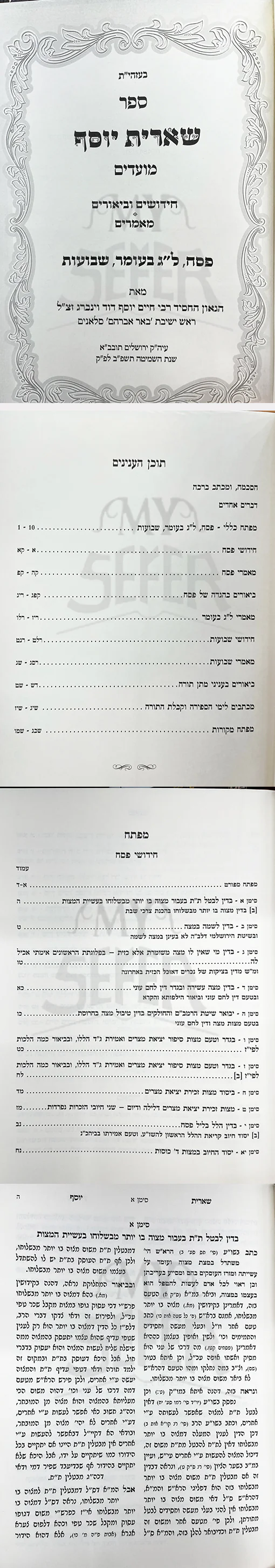 Sherit Yosef - Moadim