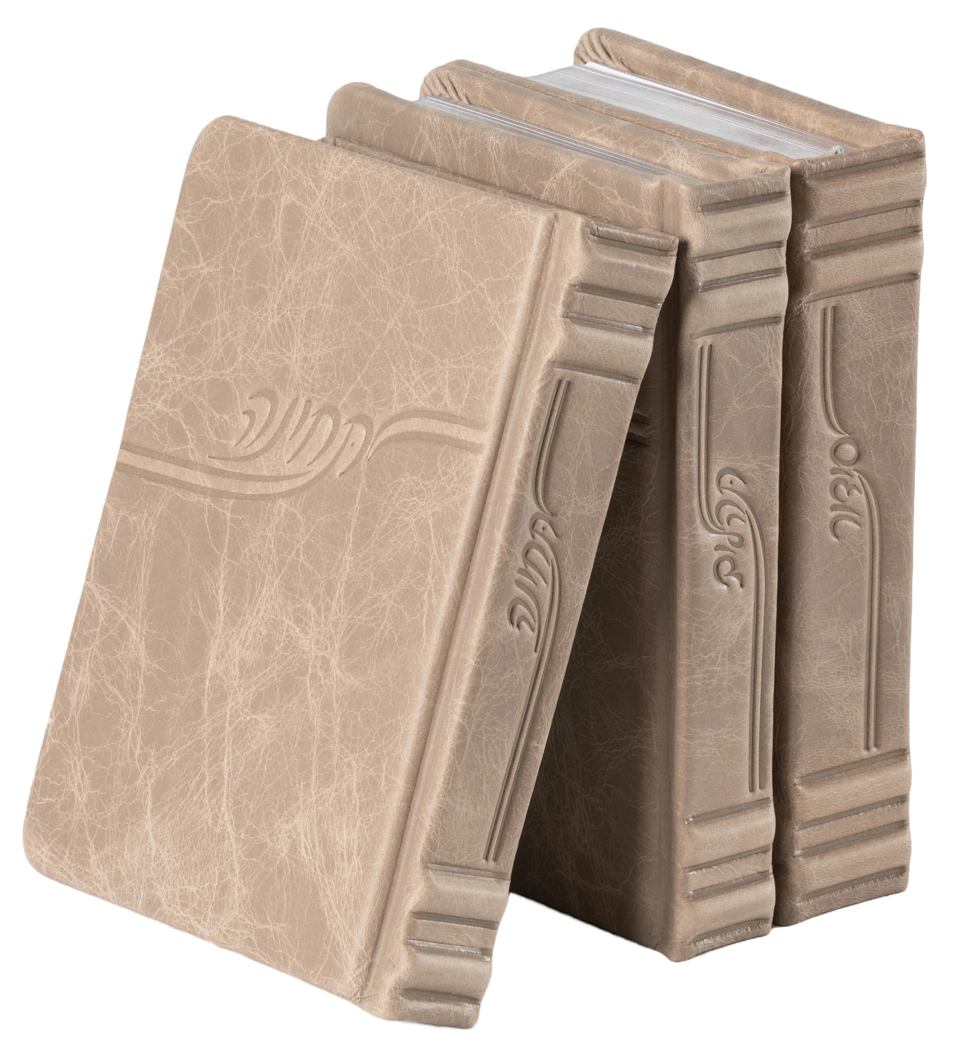 Siddur Tehillim Techina Antique Leather- Med Premium Taupe with Lucite – סידור תהלים תחינה