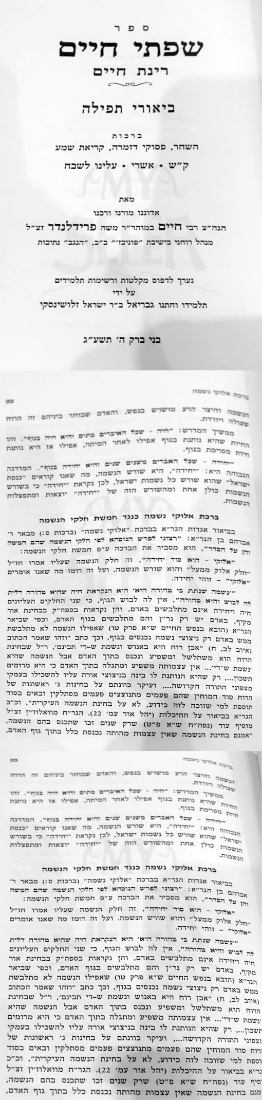 Siftei Chaim : Biurei Tafilat HaShachar (Rabbi Chaim Friedlander)
