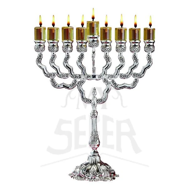 Silverplate Oil Menorah-16.5"