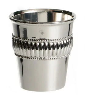 Small Reviit Silverplate Kiddush Cup-Lined Band Design