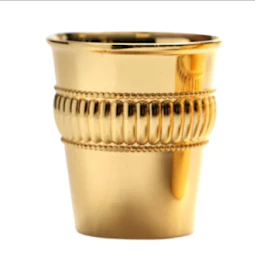 SMALL REVIT S/P KIDUSH CUP-LINED BAND  DESIGN-GOLD