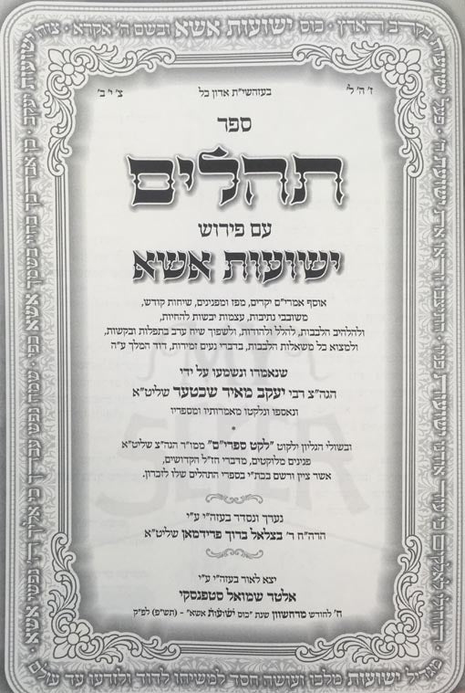 Tehillim Yeshuot Essa - Rabbi Yaakov Meir Shechter (Large Size 9.5" x 7")